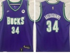 Nike Milwaukee Bucks #34 Giannis Antetokounmpo Purple Throwback Jersey