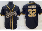 New Orleans Saints #32 Tyrann Mathieu Black Baseball Jersey