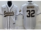 New Orleans Saints #32 Tyrann Mathieu White Baseball Jersey