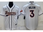 Denver Broncos #3 Russell Wilson White Baseball Jersey