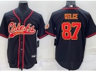 Kansas City Chiefs #87 Travis Kelce Black Baseball Jersey