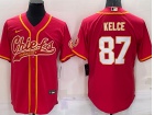 Kansas City Chiefs #87 Travis Kelce Red Baseball Jersey