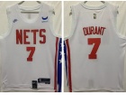 Nike Brooklyn Nets #7 Kevin Durant White Throwback Jersey