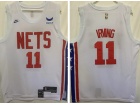 Nike Brooklyn Nets #11 Kyrie Irving White Throwback Jersey