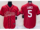 San Francisco 49ers #5 Trey Lance Red Baseball Jersey