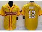 Tampa Bay Buccaneers #12 Tom Brady Yellow Baseball Jersey