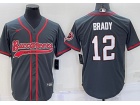 Tampa Bay Buccaneers #12 Tom Brady Grey Baseball Jersey