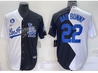 Nike Los Angeles Dodgers #22 Bad Bunny White Black Split Cool Base Jersey