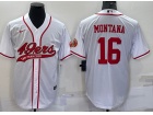 San Francisco 49ers #16 Joe Montana White Baseball Jersey