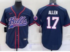 Buffalo Bills #17 Josh Allen Dark Blue Baseball Jersey