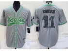 Philadelphia Eagles #11 Aj Brown Grey Baseball Jersey