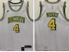 Nike Houston Rockets #4 Jalen Green White Throwback Jersey