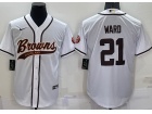 Cleveland Browns #21 Denzel Ward White Baseball Jersey