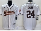 Cleveland Browns #24 Nick Chubb White Baseball Jersey