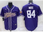 Minnesota Vikings #84 Randy Moss Purple Baseball Jersey