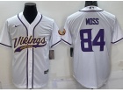 Minnesota Vikings #84 Randy Moss White Baseball Jersey