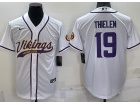 Minnesota Vikings #19 Adam Thielen White Baseball Jersey