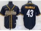 Pittsburgh Steelers #43 Troy Polamalu Black Baseball Jersey