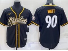 Pittsburgh Steelers #90 T.J. Watt Black Baseball Jersey