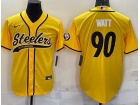 Pittsburgh Steelers #90 T.J. Watt Yellow Baseball Jersey