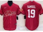 San Francisco 49ers #19 Deebo Samuel Red Pinstrip Baseball Jersey