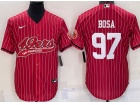 San Francisco 49ers #97 Nick Bosa Red Pinstrip Baseball Jersey