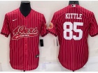 San Francisco 49ers #85 George Kittle Red Pinstrip Baseball Jersey