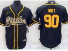 Pittsburgh Steelers #90 T.J. Watt Black Color Rush Baseball Jersey