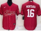 San Francisco 49ers #16 Joe Montana Red Pinstrip Baseball Jersey