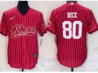 San Francisco 49ers #80 Jerry Rice Red Pinstrip Baseball Jersey