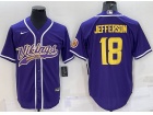 Minnesota Vikings #18 Justin Jefferson Purple Color Rush Baseball Jersey