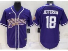 Minnesota Vikings #18 Justin Jefferson Purple Baseball Jersey