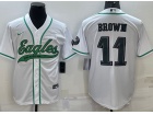 Philadelphia Eagles #11 Aj Brown White Baseball Jersey