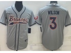 Denver Broncos #3 Russell Wilson Grey Baseball Jersey