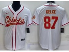 Kansas City Chiefs #87 Travis Kelce White Baseball Jersey