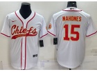 Kansas City Chiefs #15 Patrick Mahomes White Baseball Jersey