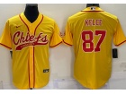 Kansas City Chiefs #87 Travis Kelce Yellow Baseball Jersey