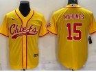 Kansas City Chiefs #15 Patrick Mahomes Yellow Baseball Jersey