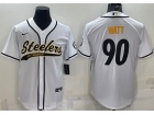 Pittsburgh Steelers #90 T.J. Watt White Baseball Jersey