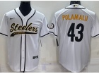 Pittsburgh Steelers #43 Troy Polamalu White Baseball Jersey