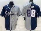 Dallas Cowboys #88 CeeDee Lamb Blue Grey Split Baseball Jersey