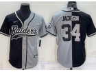 Las Vegas Raiders #34 Bo Jackson Black Grey Split Baseball Jersey