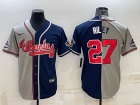 Nike Atlanta Braves #27 Austin Riley Grey/Navy Blue Split Baseball Jersey