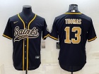 New Orleans Saints #13 Michael Thomas Black Baseball Jersey