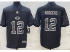 Green Bay Packers #12 Aaron Rodgers Black RFLCTV Limited Jersey