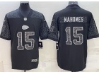 Kansas City Chiefs #15 Patrick Mahomes Black RFLCTV Limited Jersey