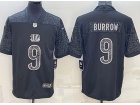 Cincinnati Bengals #9 Joe Burrow Black RFLCTV Limited Jersey