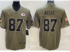 Kansas City Chiefs #87 Travis Kelce 2022 Green Salute To Service Jersey