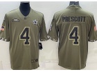 Dallas Cowboys #4 Dak Prescott 2022 Green Salute To Service Jersey