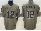 Green Bay Packers #12 Aaron Rodgers 2022 Green Salute To Service Jersey